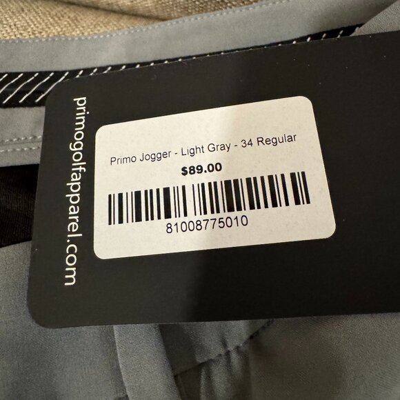 Primo Golf Apparel Primo Jogger Pants Light Gray | Size 34 Regular NWT $89 - Picture 3 of 3